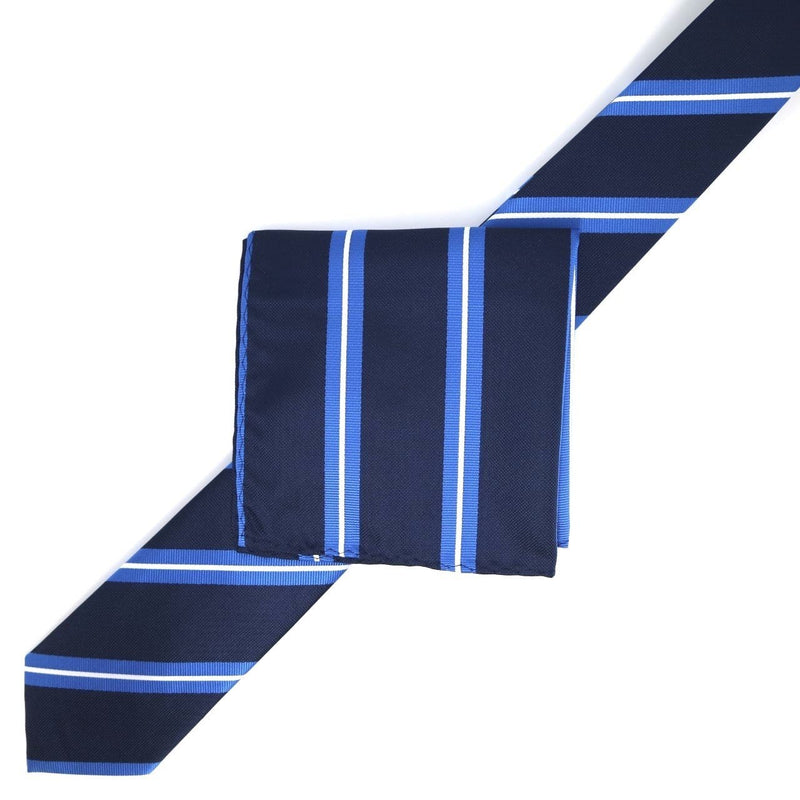 James Adelin Luxury Neck Tie in Navy and White Regimental Stripe