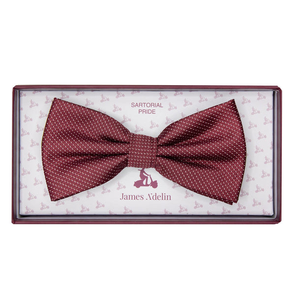 James Adelin Luxury Pin Dot Textured Weave Bow Tie in Burgundy