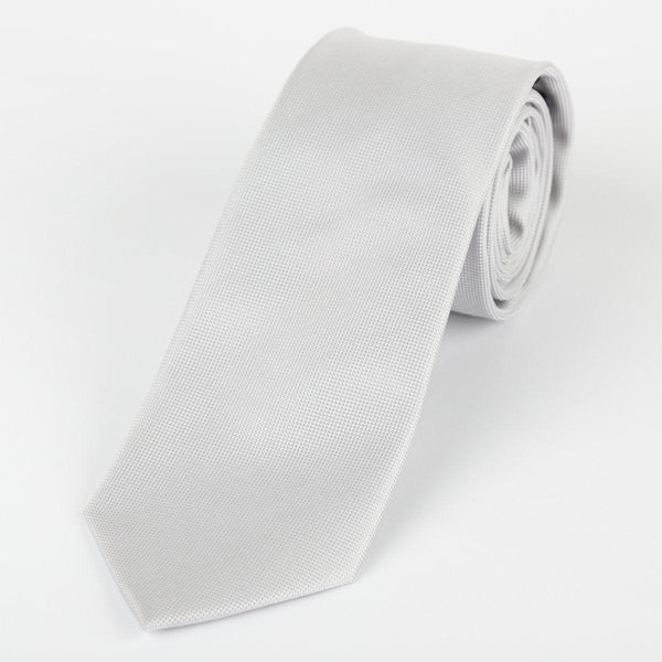 James Adelin Luxury Neck Tie in Silver Textured Weave