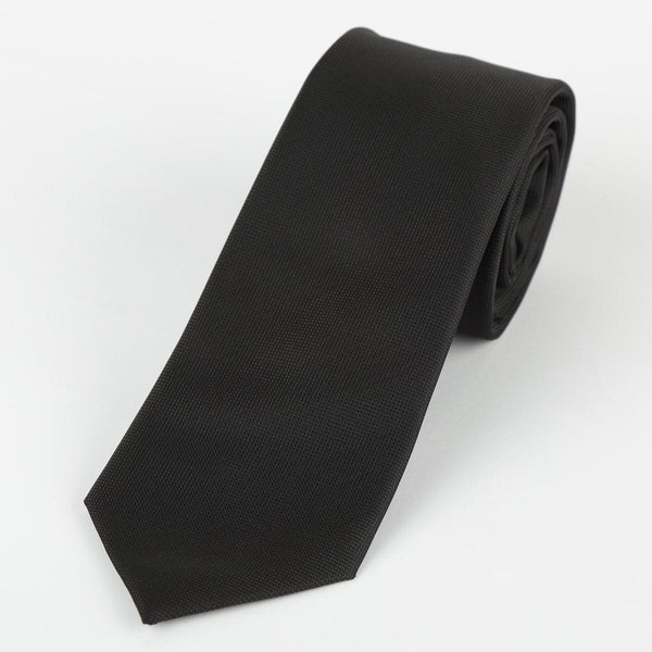 James Adelin Luxury Neck Tie in Black Textured Weave