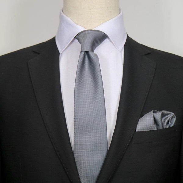 James Adelin Luxury Neck Tie in Charcoal Textured Weave