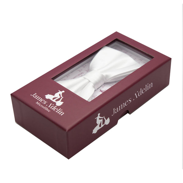 James Adelin Luxury Satin Weave Bow Tie in White