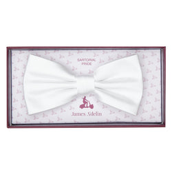 James Adelin Luxury Satin Weave Bow Tie in White