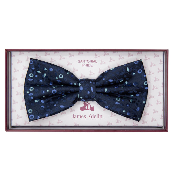 James Adelin Luxury Mini Floral Weave Bow Tie in Navy