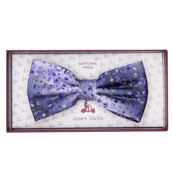 James Adelin Luxury Mini Floral Weave Bow Tie in Purple