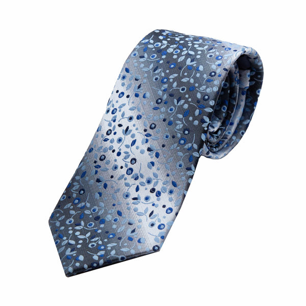 James Adelin Luxury Mini Floral Weave Neck Tie in Blue
