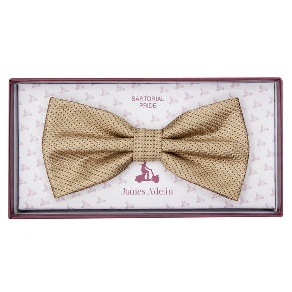 James Adelin Luxury Pin Dot Textured Weave Bow Tie in Gold