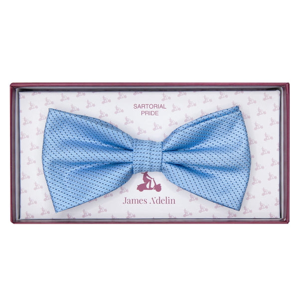 James Adelin Luxury Pin Dot Textured Weave Bow Tie in Blue