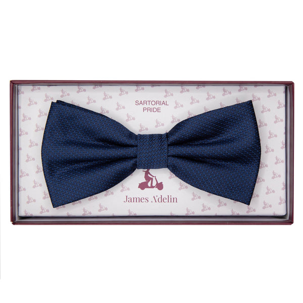 James Adelin Luxury Pin Dot Textured Weave Bow Tie in Navy
