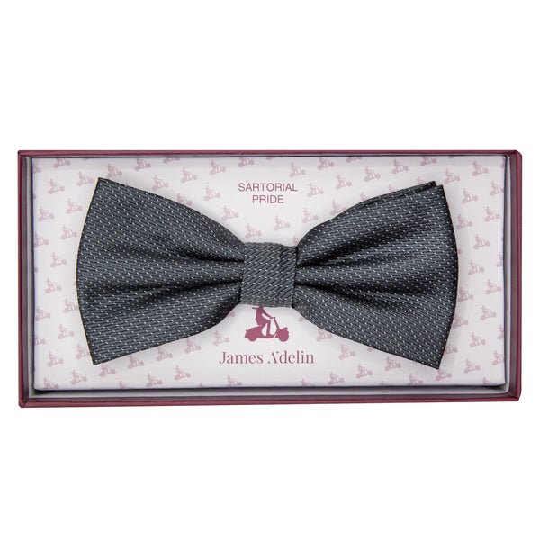 James Adelin Luxury Pin Dot Textured Weave Bow Tie in Charcoal