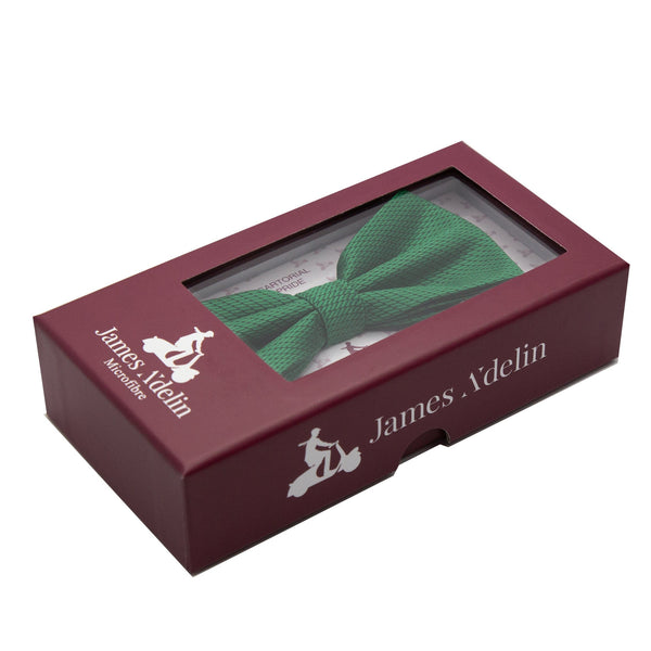 James Adelin Luxury Pin Dot Textured Weave Bow Tie in Green