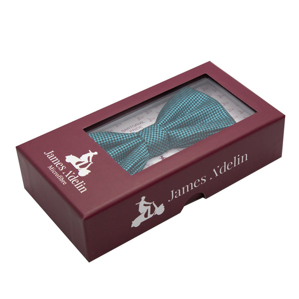 James Adelin Luxury Textured Weave Bow Tie in Turquoise Blue