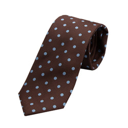 James Adelin Luxury Textured Weave Polka Dot Neck Tie in Brown/Sky