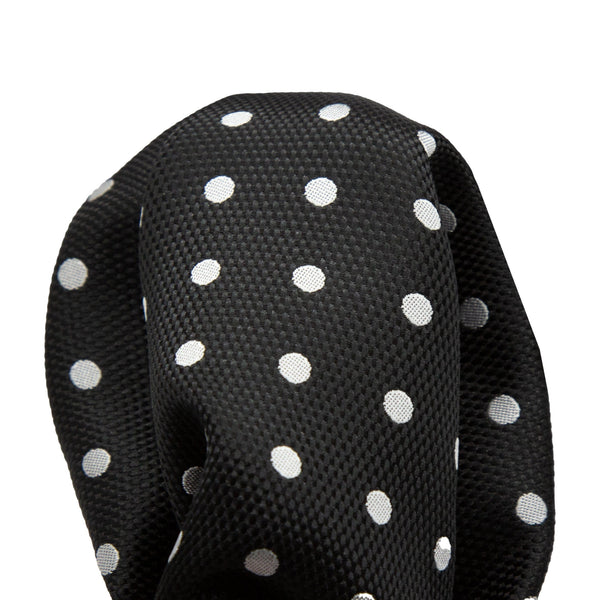 James Adelin Luxury Textured Weave Polka Dot Pocket Square in Black/White