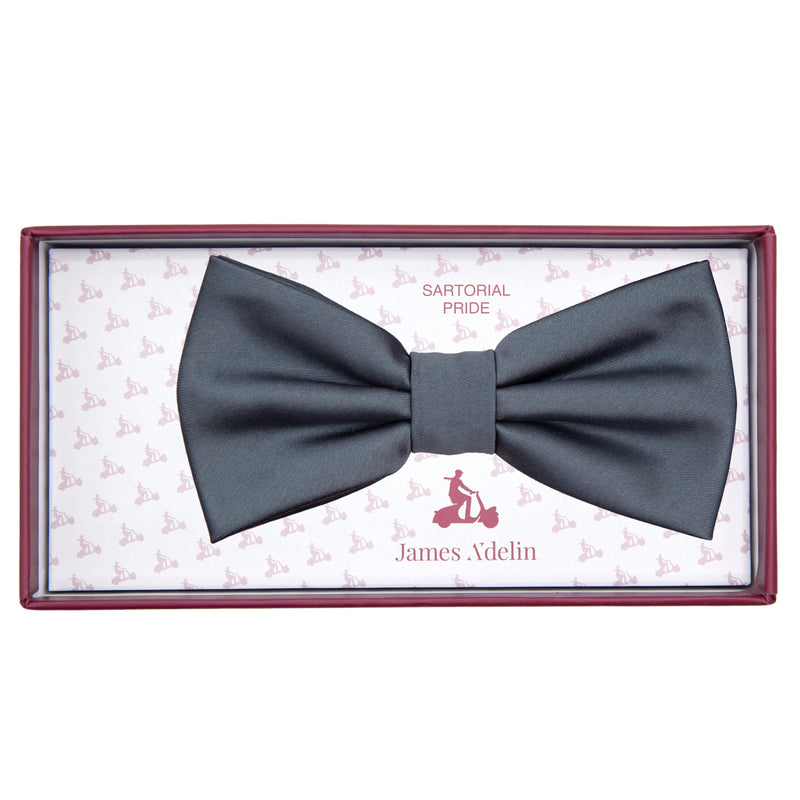 James Adelin Luxury Satin Weave Bow Tie in Charcoal