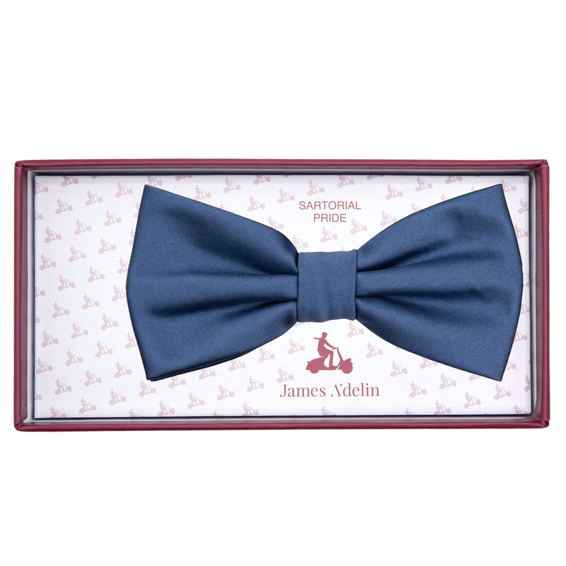 James Adelin Luxury Satin Weave Bow Tie in Slate Blue