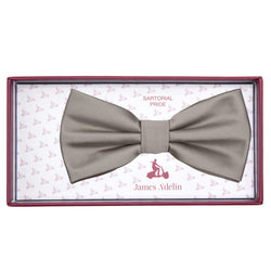 James Adelin Luxury Satin Weave Bow Tie in Mushroom