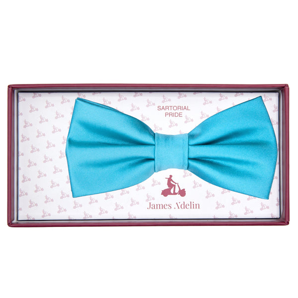 James Adelin Luxury Satin Weave Bow Tie in Turquoise