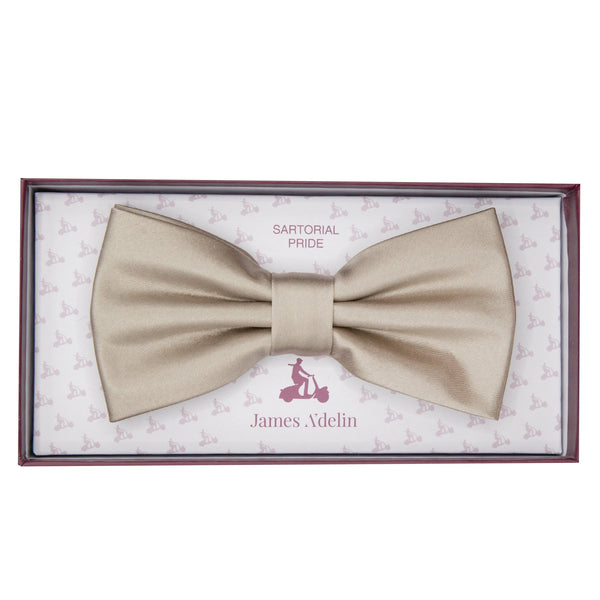 James Adelin Luxury Satin Weave Bow Tie in Taupe