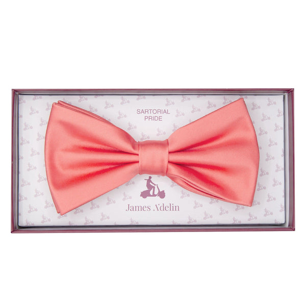 James Adelin Luxury Satin Weave Bow Tie in Coral