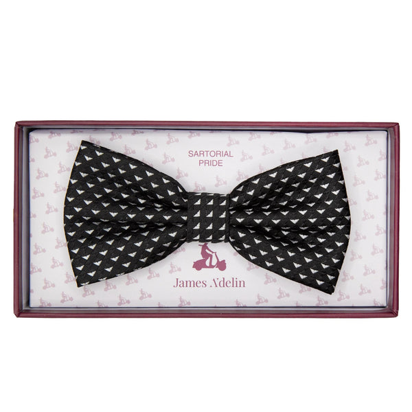 James Adelin Luxury Textured Weave Bow Tie in Black/White
