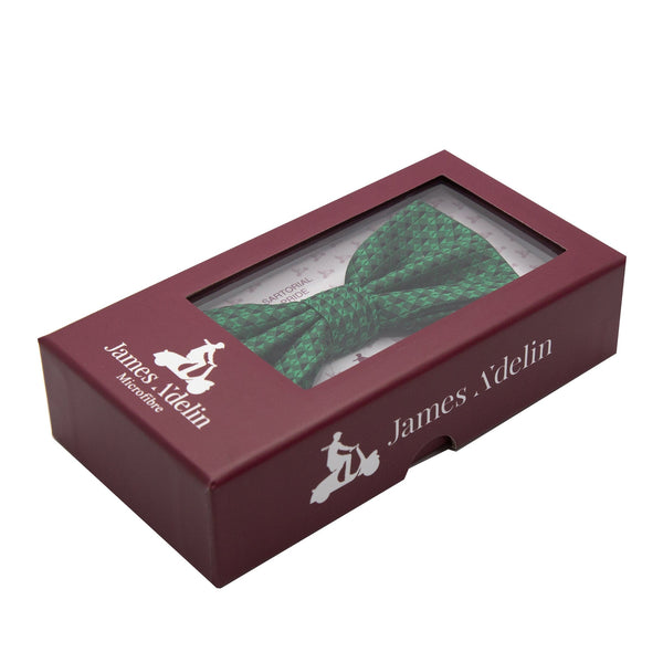 James Adelin Luxury Textured Weave Bow Tie in Green/Black