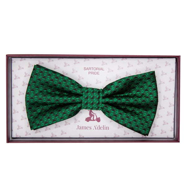 James Adelin Luxury Textured Weave Bow Tie in Green/Black