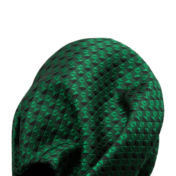 James Adelin Luxury Textured Weave Pocket Square in Green/Black