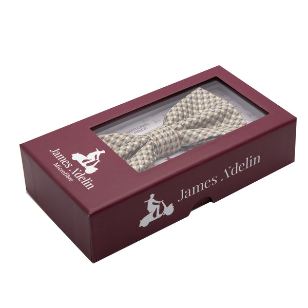 James Adelin Luxury Textured Weave Bow Tie in Beige/Sky
