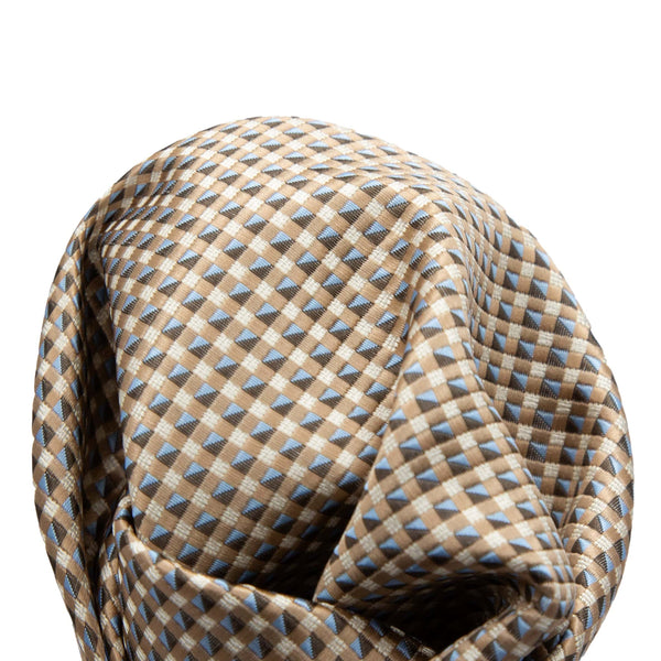 James Adelin Luxury Textured Weave Pocket Square in Beige/Sky