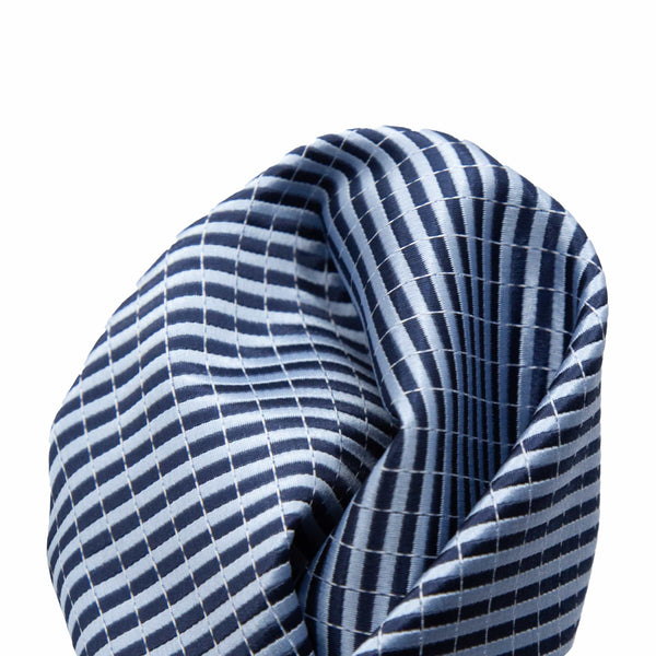 James Adelin Luxury Diagonal Textured Twill Weave Pocket Square in Sky/Navy