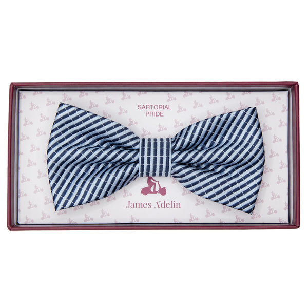 James Adelin Luxury Diagonal Textured Twill Weave Bow Tie in Sky/Navy