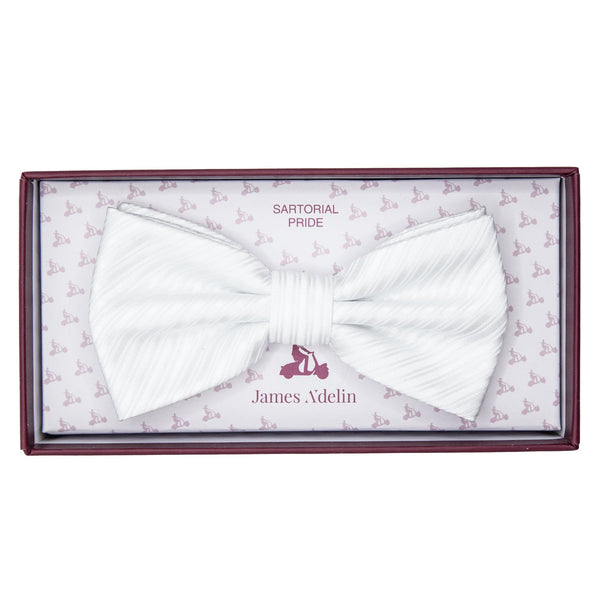 James Adelin Luxury Diagonal Textured Twill Weave Bow Tie in White