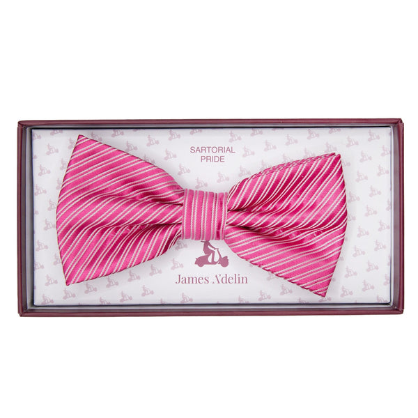 James Adelin Luxury Diagonal Textured Twill Weave Bow Tie in Hot Pink