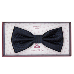James Adelin Luxury Diagonal Textured Twill Weave Bow Tie in Navy