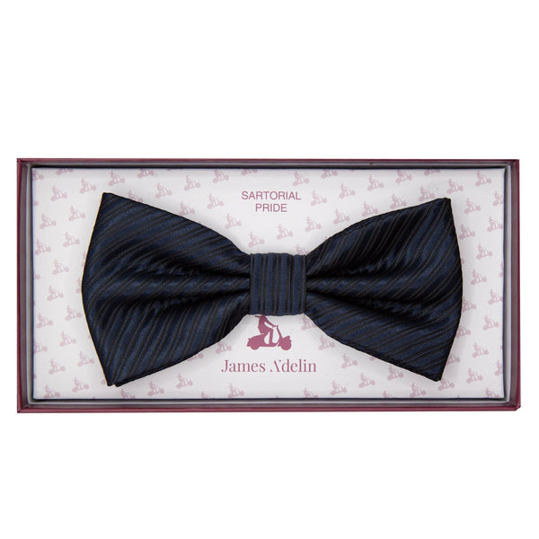 James Adelin Luxury Diagonal Textured Twill Weave Bow Tie in Navy