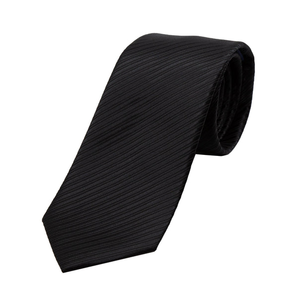 James Adelin Luxury Diagonal Textured Twill Weave Neck Tie in Black