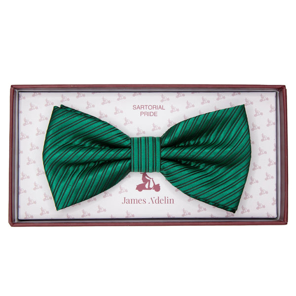 James Adelin Luxury Diagonal Textured Twill Weave Bow Tie in Green