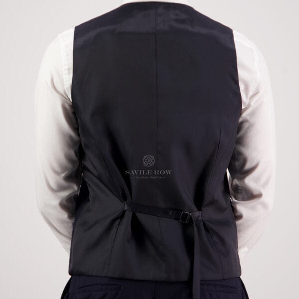 Savile Row Tailored Fit Mens Jed Vest in Navy Tasmanian Wool