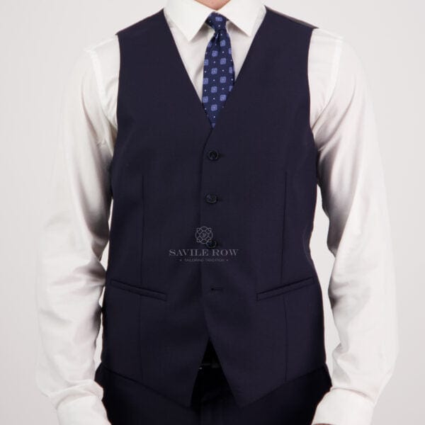 Savile Row Tailored Fit Mens Jed Vest in Navy Tasmanian Wool