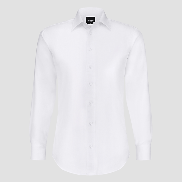 Jenson Mens Tapered Fit Cab Sauv Business Shirt in White Pure Cotton