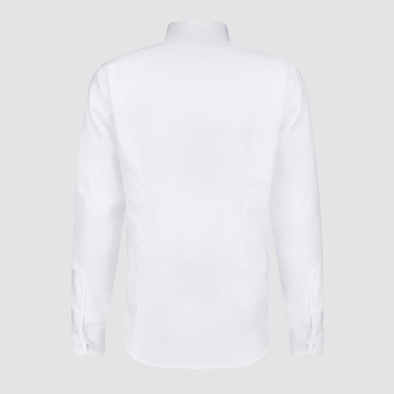 Jenson Mens Tapered Fit Malbec Textured French Cuff Dinner Shirt in White Pure Cotton