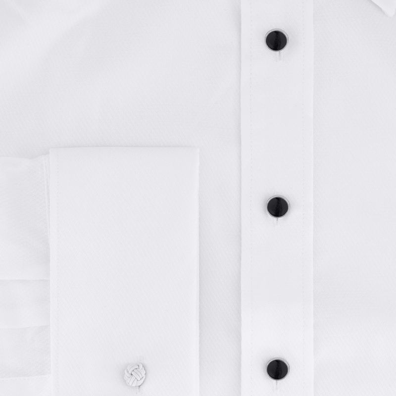 Jenson Mens Tapered Fit Malbec Textured French Cuff Dinner Shirt in White Pure Cotton