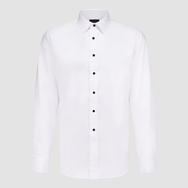 Jenson Mens Tapered Fit Malbec Textured French Cuff Dinner Shirt in White Pure Cotton