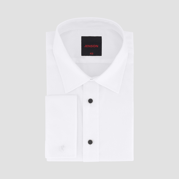 Jenson Mens Tapered Fit Pinot French Cuff Dinner Shirt in White