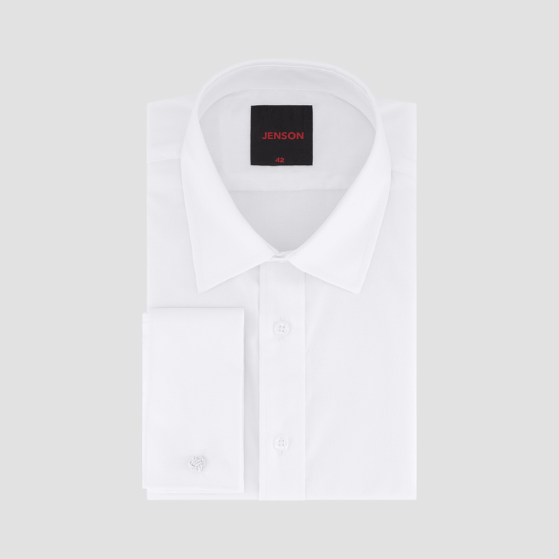 Jenson Mens Tapered Fit Shiraz French Cuff Business Shirt in White