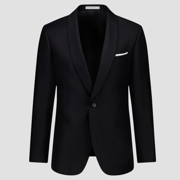 Joe Black Tailored Fit Salvage Platoon Suit in Black Wool Linen Blend