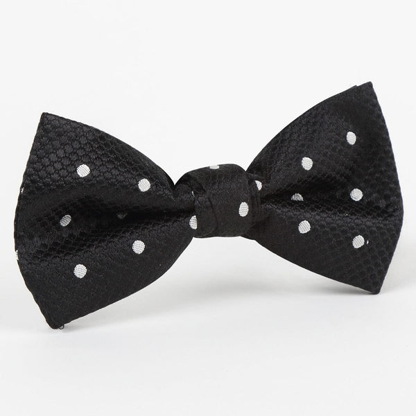 James Adelin Luxury Pure Silk Polka Dot Bow Tie in Black/White
