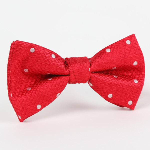 James Adelin Luxury Silk Polka Dot Single Dimple Bow Tie in Red and White