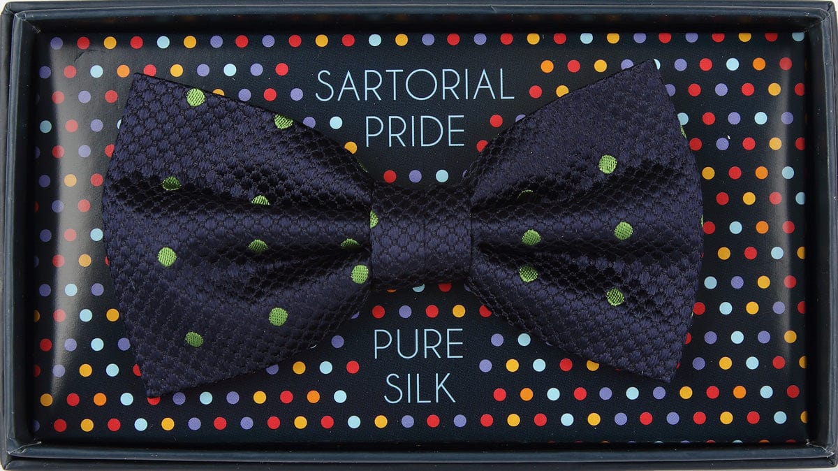 M19546B James Adelin Mens Silk Polka Dot Square Weave Pre Tied Bow Tie